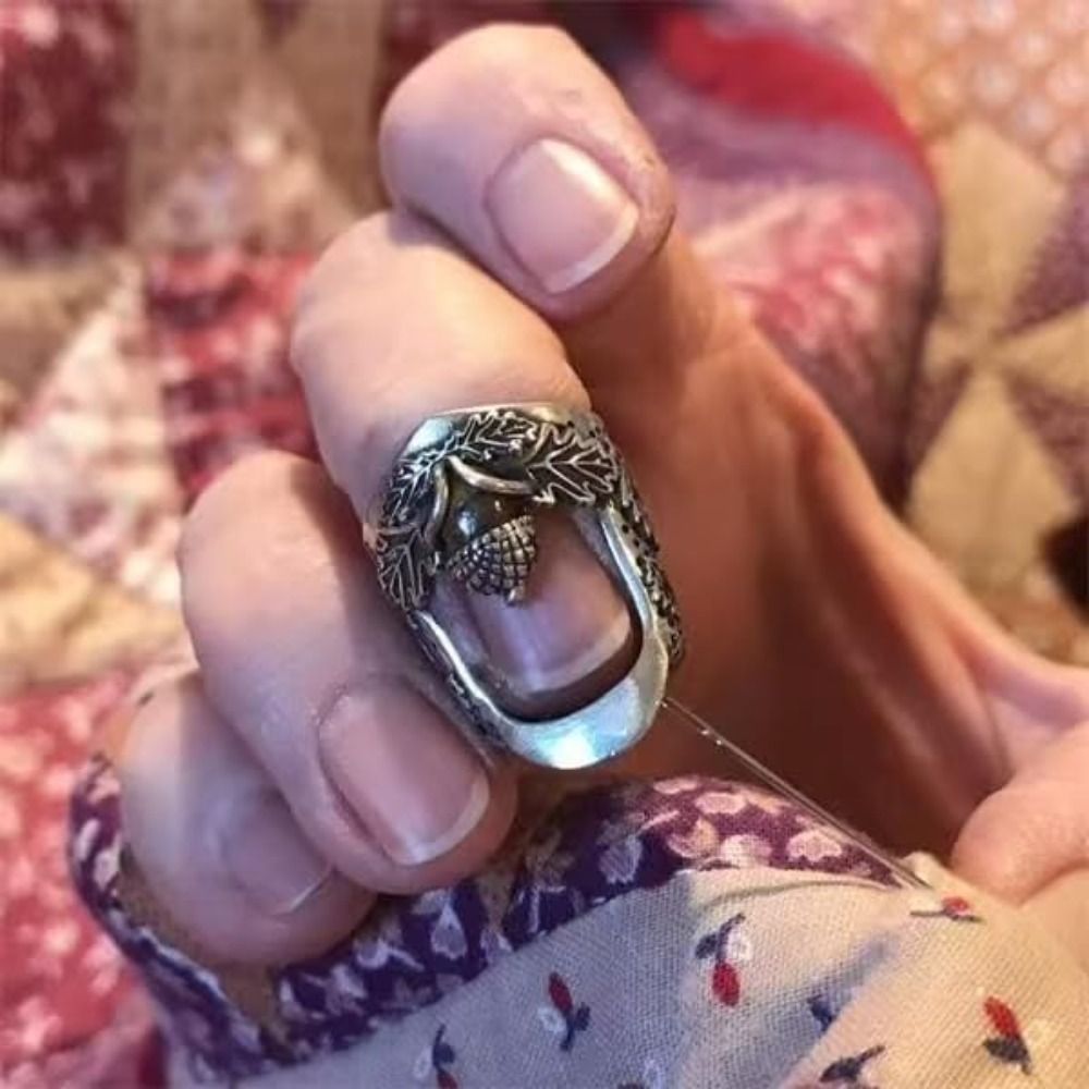 Sewing Thimble Metal - ปลอกนิ้วโลหะแบบเปิดสำหรับงานฝีมือ DIY ปรับขนาดได้ สไตล์เรโทร ทนทาน เหมาะสำหรับงานเย็บมือและงานควิลท์