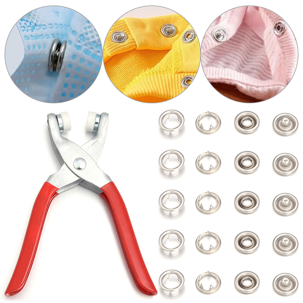 Snap Button Plier - ชุด 50 ชิ้น กระดุมแป๊กสแตนเลส ขนาด 7.5/9.5/11