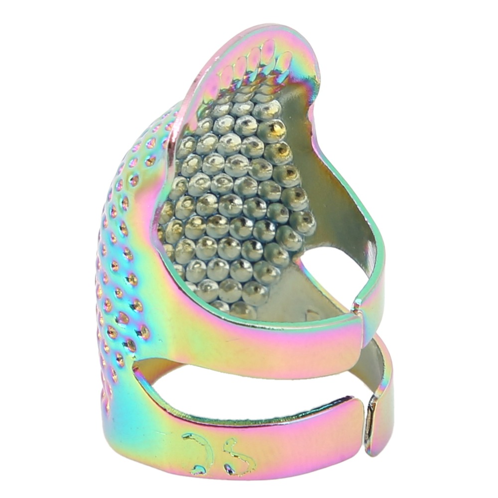 Sewing Thimble Metal - ปลอกนิ้วทองเหลืองทนทาน 4 ชิ้น ดีไซน์สีสันสดใส ป้องกันการลื่น ปรับขนาดได้