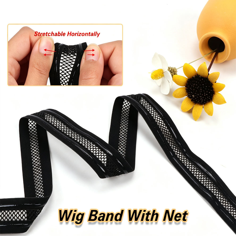 Sewing Net - แถบยางซิลิโคนกันลื่นแบบตาข่าย 1 หลา สำหรับทำวิกผม แถบยางยืดกันลื่นสำหรับเย็บวิกผม ยืดได้ในแนวแนวนอน