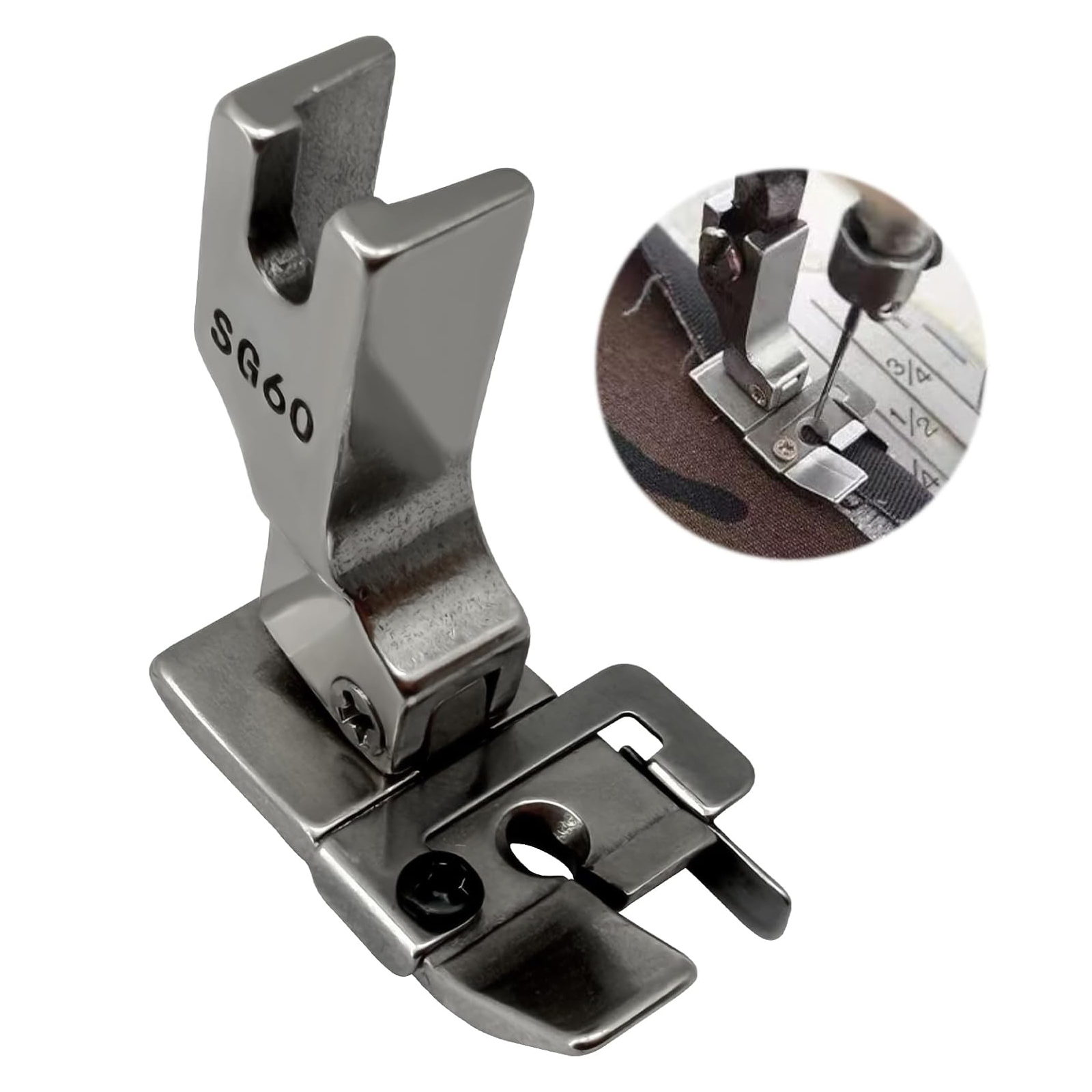 Seam Gauge Metal - ตัวเชื่อมตะเข็บขนาด 1/4 นิ้ว # SG60 พร้อมตัวนำทางโลหะสำหรับจักรเย็บผ้า