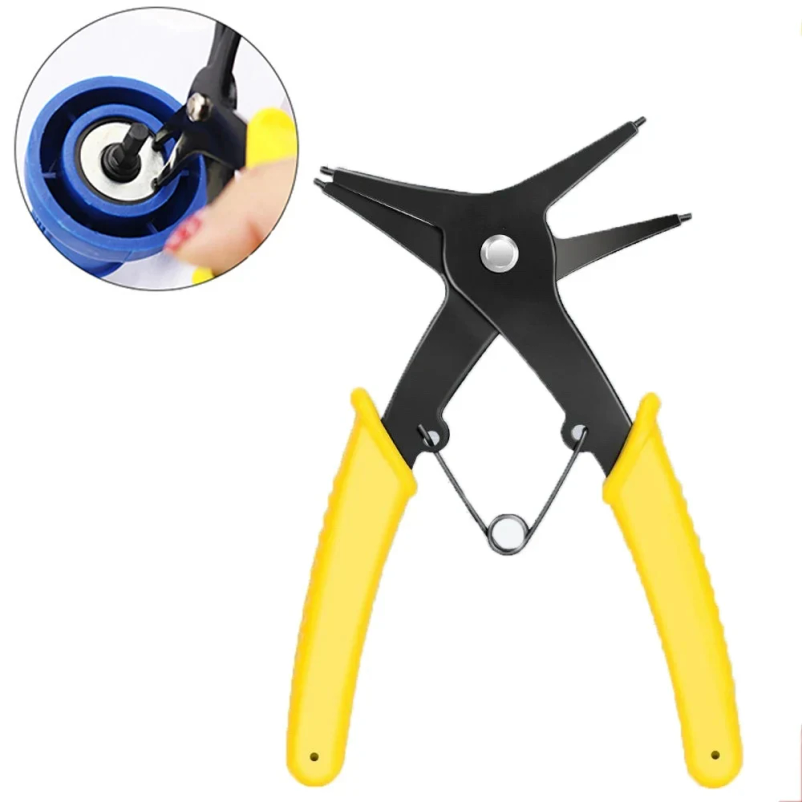 Snap Button Plier - คีมสปริงแบบใช้ภายในและภายนอก แหวนล็อคอเนกประสงค์ 2-in-1 เครื่องมือสำหรับติดตั้งและถอดประกอบ ฮาร์ดแวร์