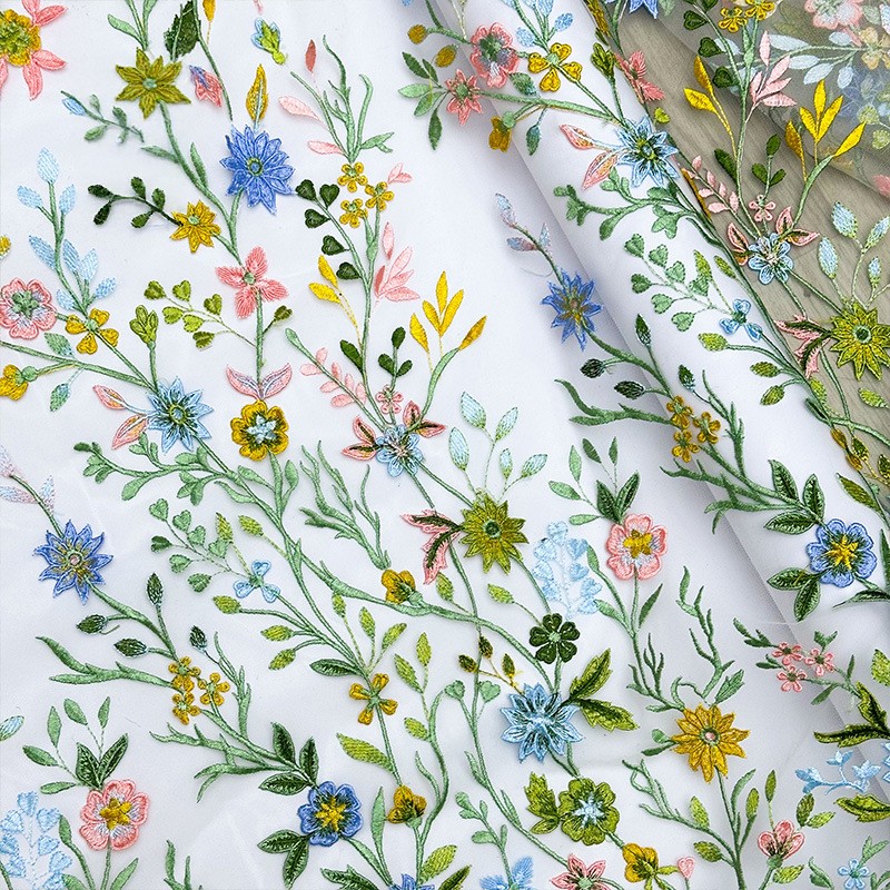 ผ้าลูกไม้ตาข่ายปักลายดอกไม้และ - Is Sewing A Textile Craft บทวิจารณ์และราคา