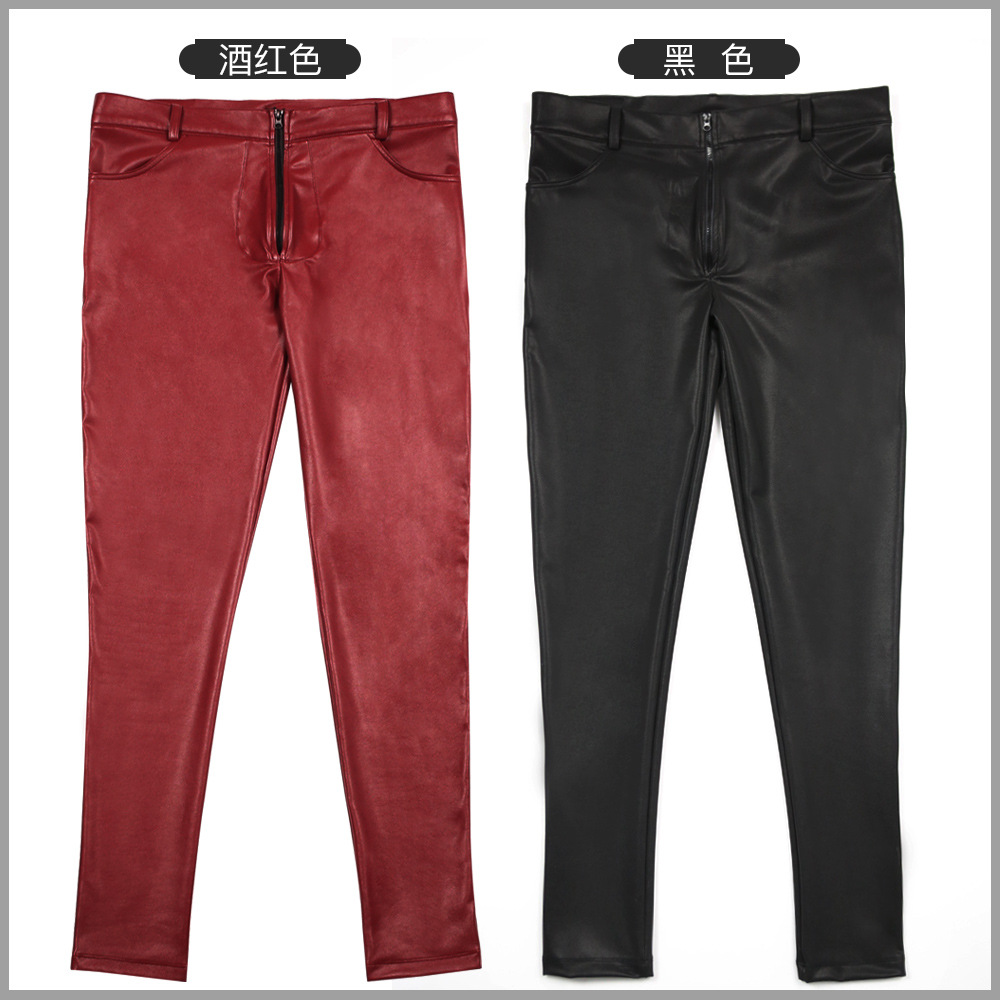 ผู้ชาย PU หนังผอมกางเกงยีนส์สไ - Sewing Latex บทวิจารณ์และราคา